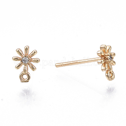 Accessoires de puces d'oreilles en laiton avec micro zircone cubique&nbsp;KK-N231-01B-NF