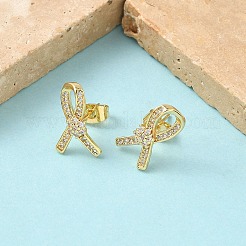 Boucles d'oreilles en laiton zircon cubique micro pavé clair&nbsp;EJEW-Z144-05G