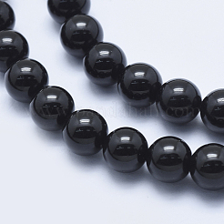 Natürliche schwarze Turmalin Perlen Stränge&nbsp;G-E444-27-8mm