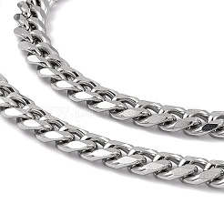 Anlaufgeschützte Halskette aus kubanischem Gliederarmband aus Edelstahl 201 mit Verschlüssen aus Edelstahl 304 für Männer und Frauen&nbsp;NJEW-M194-01C-P