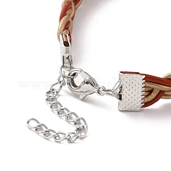 Geflochtene Kordelarmbänder in Seilform aus Rindsleder mit Messingverschluss für Damen&nbsp;BJEW-JB09110