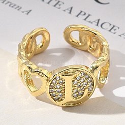 Anillos abiertos de circonita cúbica transparente con micro pavé de latón para mujer&nbsp;RJEW-K289-02G-L