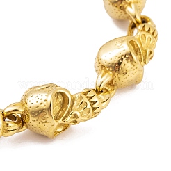 Halloween PVD-Vakuumbeschichtung 304 Edelstahl Totenkopf Gliederkette Armbänder für Frauen Männer&nbsp;BJEW-L461-03G-02