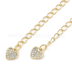 Micro pavé de zircones cubiques en laiton avec emembouts en chaînes&nbsp;KK-U043-03G