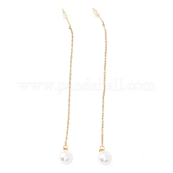 Lunga catena con orecchini pendenti con perle di plastica&nbsp;EJEW-A067-11G