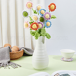 Handgemachte Häkelgarn-Blumenornamente mit Eisendraht&nbsp;AJEW-GA0008-98