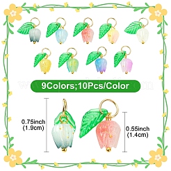90 Stück 9 Farben Acrylanhänger&nbsp;PALLOY-YW00152