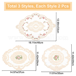6 Stück Tischsets aus Polyester mit Stickereien in 3 Stilen&nbsp;AJEW-GF0004-86
