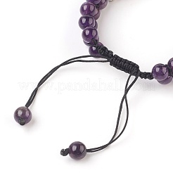 Bracelets de perles tressées en améthyste naturelle de chakra&nbsp;BJEW-O164-A03