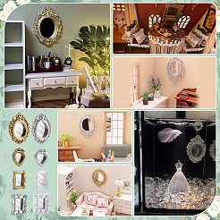8 Stück 8 Stile selbstklebende Kunststoffspiegel-Miniatur-Ornamente&nbsp;AJEW-FG0005-66