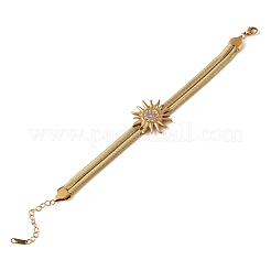 Doppellagige Armreifen aus Edelstahl 304 mit Strass-Schlangenkette für Damen&nbsp;BJEW-D465-04B-G