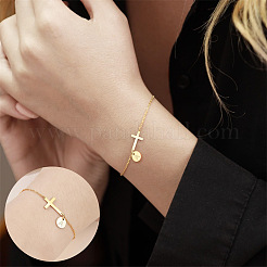 Braccialetti con ciondolo a forma di lettera in ottone piatto e rotondo&nbsp;FS-WG462DF-01