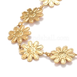Pulsera de eslabones de margarita esmaltada&nbsp;BJEW-P271-01G-02