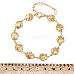 Strand 304 Edelstahl Muschel Meerestiere Gliederkette Armbänder&nbsp;BJEW-D359-15A-G