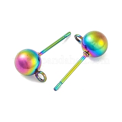 Regenbogenfarbener Ohrstecker aus 304 Edelstahl mit Kugel&nbsp;STAS-C043-65C-M