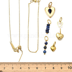 Conjuntos de collares y pulseras y colgantes de corazón redondo de lapislázuli natural&nbsp;SJEW-Q002-06G
