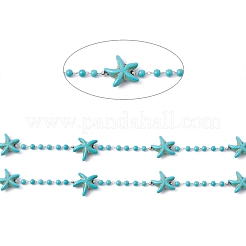 Étoile de mer turquoise synthétique faite à la main et chaînes de perles rondes&nbsp;CHS-E008-02