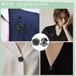 4 paire de broches à revers en alliage en forme de fleur pour vêtements de sac à dos&nbsp;JEWB-BC0001-12B