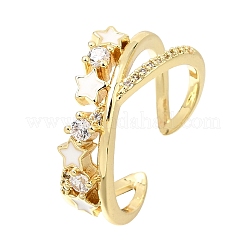 Bagues manchette en laiton micro pavé de zircons cubiques émaillés pour femmes&nbsp;CU-CBAE7DF-13G-02