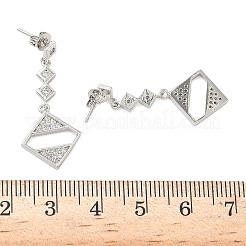 Rhombus Messing Micro Pave klare Zirkonia Ohrstecker&nbsp;EJEW-F383-10P
