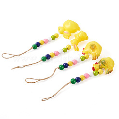 4 pz. 4 decorazioni pendenti in plastica a tema pasquale a forma di gallina e coniglio&nbsp;HJEW-CF0001-16A
