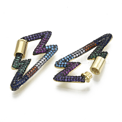 Messing Micro Pave Zirkonia Schraube Karabiner Schloss Charms&nbsp;ZIRC-N039-014B-NF
