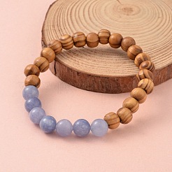 Bracciali di perline di legno rotondo di stirata&nbsp;BJEW-JB02135