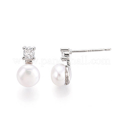 Ohrstecker aus Messing mit Naturperlen&nbsp;PEAR-N020-08G