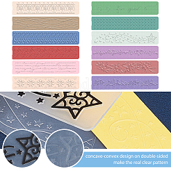 12 Stück Kunststoff-Fondant-Schablone mit 12 Mustern&nbsp;DIY-GL0001-56A