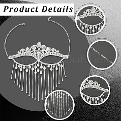 Maschera per gli occhi per il viso con nappa a catena di strass in lega per le donne&nbsp;AJEW-WH20064-54P