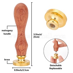 Sceau de cire en laiton avec manche en bois&nbsp;AJEW-WH0412-0291