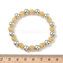 Stretch-Armbänder aus Messing mit runden Perlen für Damen&nbsp;BJEW-B148-04B-GP