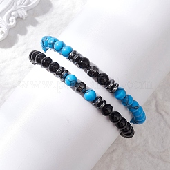 Pulseras elásticas con cuentas de ónix negro natural&nbsp;BJEW-JB13437