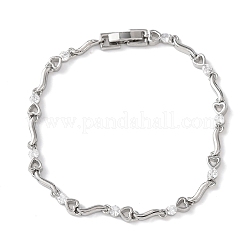 Messing-Gliederkettenarmbänder mit Mikropflaster und klarem Zirkonia für Damen&nbsp;BJEW-D387-02P
