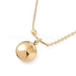 Collier pendentif rond plat avec mot chanceux avec chaînes boules&nbsp;NJEW-G074-22G