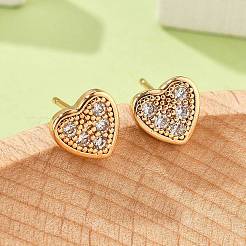 Aretes de circonita cúbica transparente con micropavé de latón para mujer&nbsp;EJEW-G428-25G-01