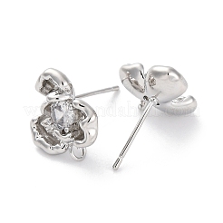 Ritrovamento dell'orecchino a bottone in ottone con micro pavé di zirconi chiari&nbsp;KK-Z084-12P
