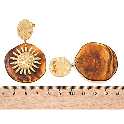 Boucles d'oreilles pendantes à clous en acier inoxydable 304 et résine pour femmes&nbsp;LS-SA-CBA717A-01G-01