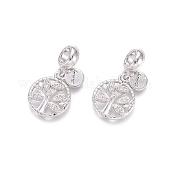 Charms pendenti europei in ottone con micro pavé di zirconi cubici&nbsp;X-ZIRC-E163-06P