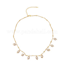 Collane con nappe ovali in perle d'acqua dolce naturali a catena satellitare in ottone per donna&nbsp;FS-WG1A443-01