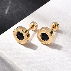 Pendientes de botón redondos planos de acero inoxidable 304&nbsp;EJEW-F396-01G-01