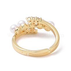 Anello regolabile in zirconia cubica trasparente con perla acrilica in rilievo&nbsp;RJEW-P032-16G