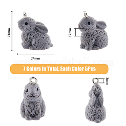 35 Stück 7 Farben Ostern undurchsichtiges Harz süße Haustier Anhänger&nbsp;RESI-DC0001-30
