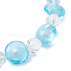Bracelets extensibles faits à la main en perles de verre lampwork en feuille d'argent pour femmes&nbsp;BJEW-JB12159-03