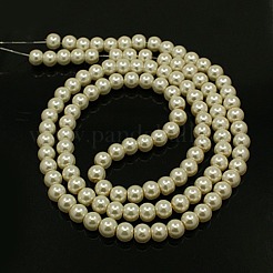 Perles de verre perlées rondes blanches et crémeuses de 10mm pour la fabrication de bijoux de collier nobles&nbsp;X-HY-10D-B02