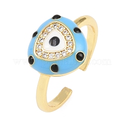 Offene Manschettenringe aus Messing mit Mikropavé und Zirkonia für Damen&nbsp;RJEW-K264-16G-01