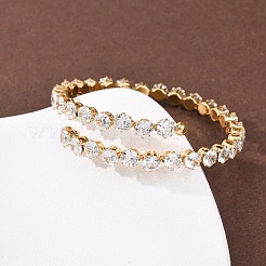Brazaletes abiertos de acero inoxidable 304 con micro pavé de circonitas cúbicas para mujer&nbsp;BJEW-K293-04A-G