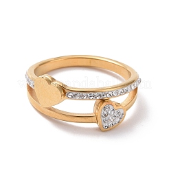 Anillo de dedo de corazón de rhinestone de cristal&nbsp;RJEW-D120-03G
