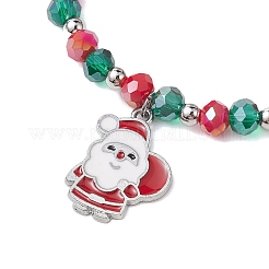 Weihnachtsbaum & Weihnachtsmann & Weihnachtskranz Legierung Emaille Charm Armbänder&nbsp;BJEW-TA00507
