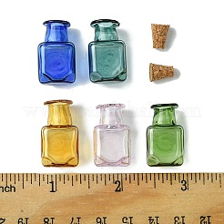 10 Stück 5 Farben quadratische Glaskorkenflaschen-Ornament&nbsp;GLAA-FS0001-72